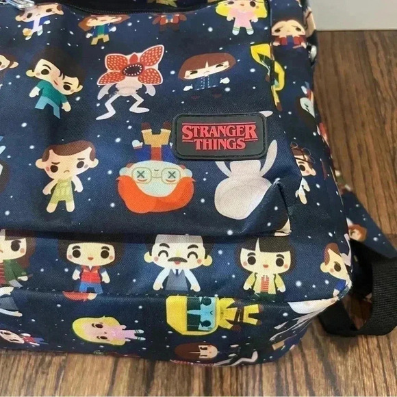Loungefly Stranger Things Chibi Characters All Over Print Backpack Blue - Picture 12 of 16